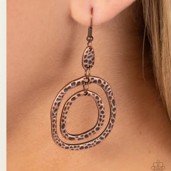 Paparazzi Scalding Haute Copper Earrings - Picture 2 of 3